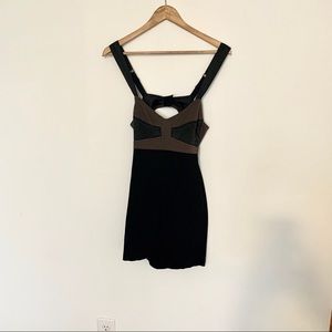 Black and gray color block bodycon dress